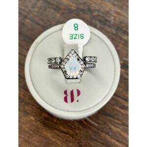 Ring Bomb Party RBP6143 I'm Better Now Lab Created White Opal Hematite Size 8